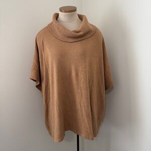 Banana Republic Medium Large Oversized Camel Poncho Sweater Turtleneck Top